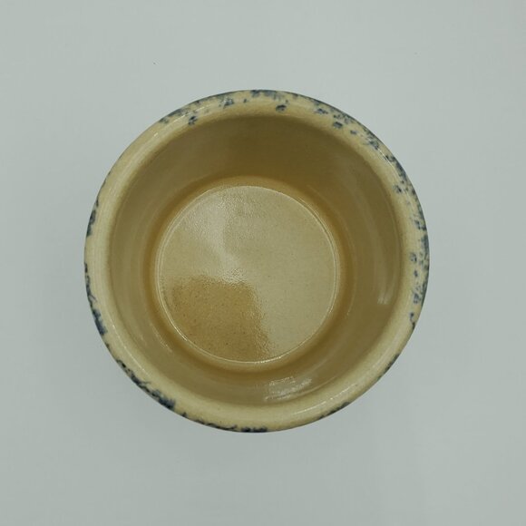 Robinson Ransbottom Blue Spongeware 1 Pt Low Crock Roseville Ohio 1 Pint Crock - Picture 3 of 5